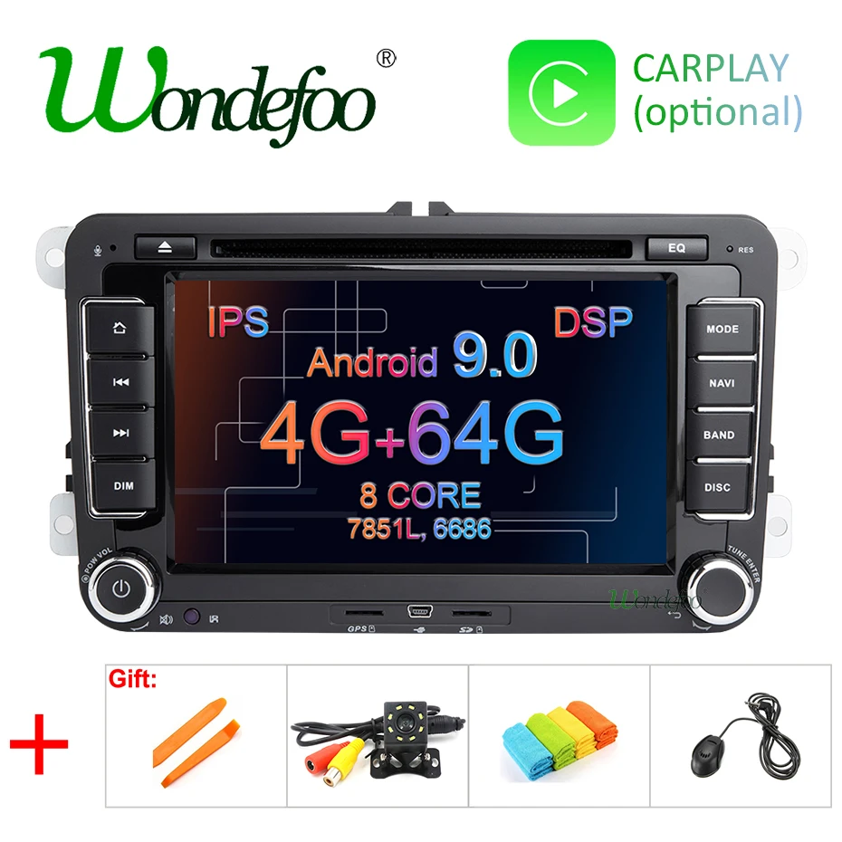 Android 9,0 DSP ips 64G 2 DIN DVD для VW PASSAT B6 CC B7 POLO GOLF 5 6 Tiguan Fabia быстрая для сиденья Altea Toledo Leon gps радио
