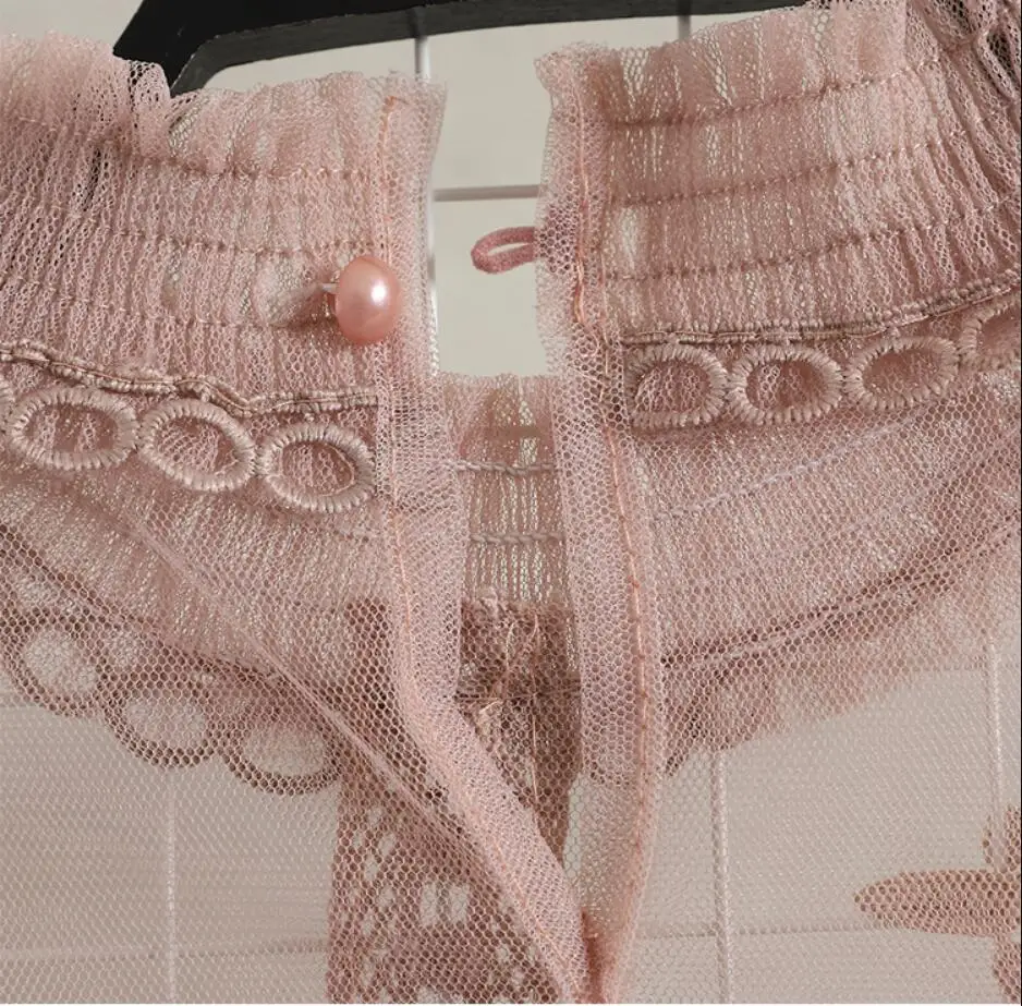 Женское кружевное платье с длинным рукавом воротником стойкой|Женские платья| |