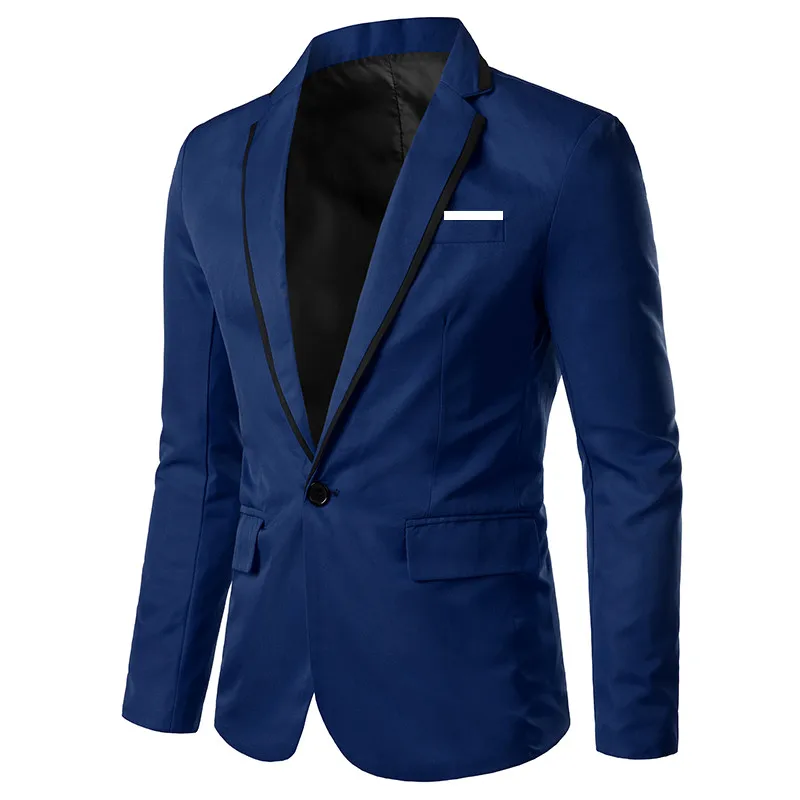 Spring and Autumn New White Men's Suit Jacket Collar Spliced Black Edge Coat Blue Blazer Masculino Red Business Terno 5xl | Мужская