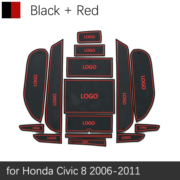Red Противоскользящими резиновыми затворный слот, циновка чашки для Honda Civic 2006 2007 2008 2009 2010 2011 8th Coaster аксессуары наклейки Тип R FA FD - Название цвета: Red
