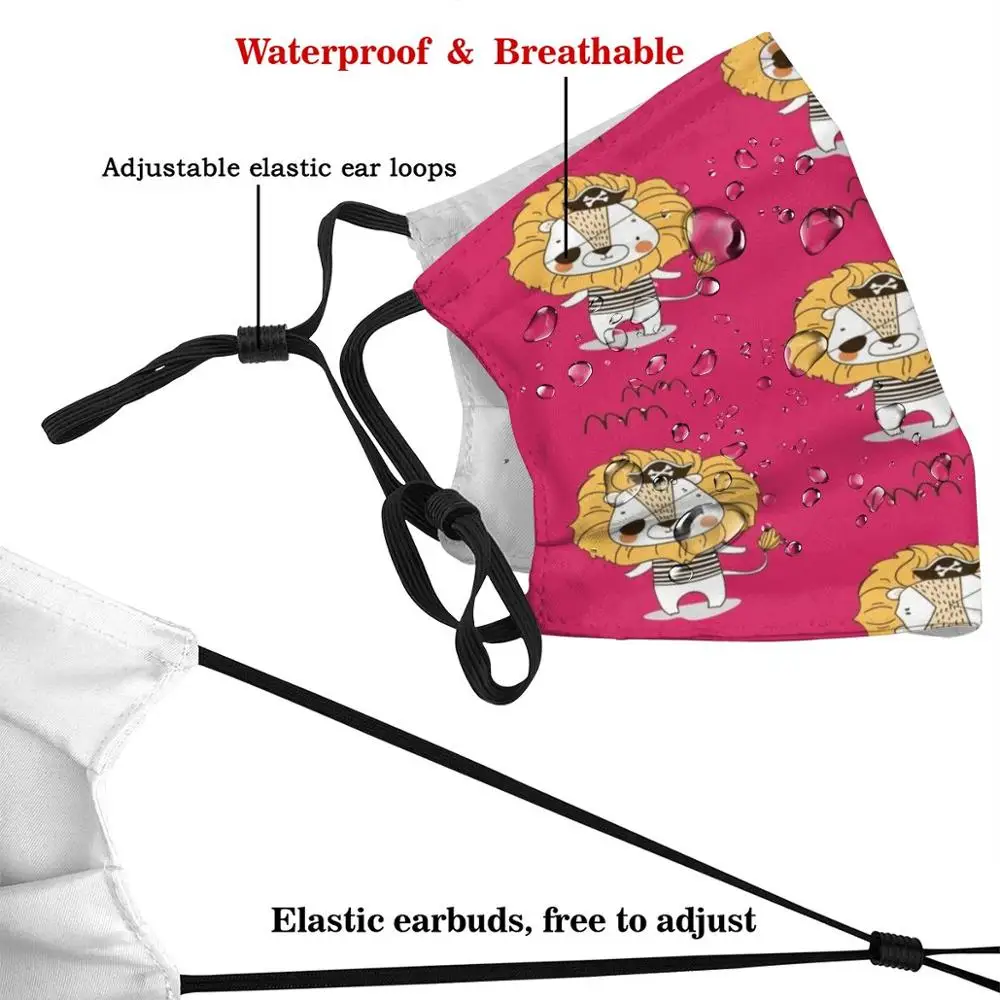 Милый Львенок шаблон для взрослых и детей против пыли фильтр Diy маска милый