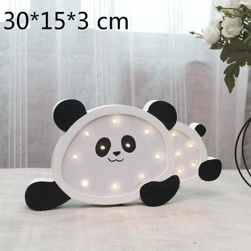 Panda LEDIARY деревянные ночные светильники динозавр панда Корона декор комнаты животное ночной стол настольная лампа дизайн дети девочки подарок другу - Испускаемый цвет: Panda