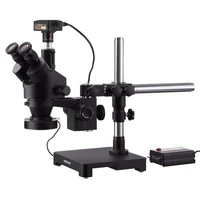 3 5x 45x black trinocular stereo zoom microscope on single arm boom stand with heavy duty 80 led ring light 14mp usb2 0 digita
