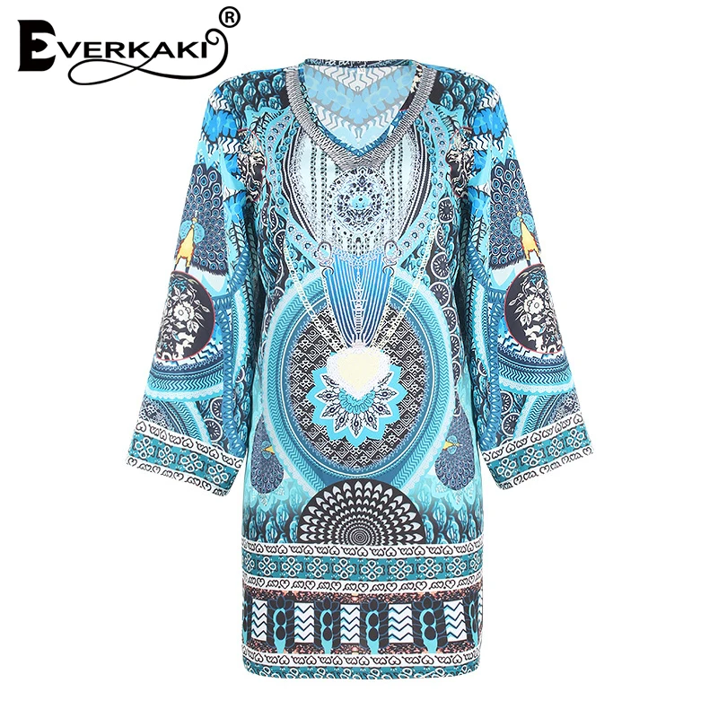 

Женское Короткое платье в стиле бохо Everkaki, летнее Повседневное платье большого размера с принтом, для отпуска, осень 2021