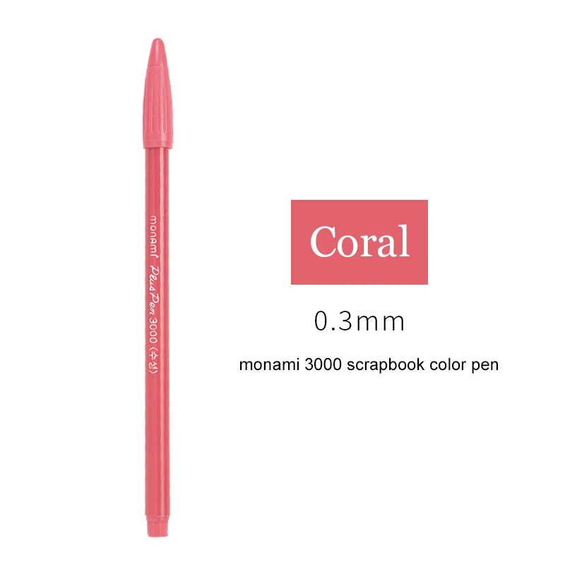 Coral Корейская ручка для рисования Monami с 3000 фломастером, 0,3 мм, водостойкая ручка, ручка для скрапбукинга, цветная ручка с чернилами, милые стационарные каваи - Цвет: Coral