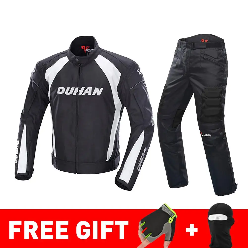 089 Black Suit DUHAN осень зима морозостойкая Мотоциклетная Куртка Мото+ протектор мотоциклетные штаны мото костюм туристическая одежда защитный комплект - Цвет: 089 Black Suit
