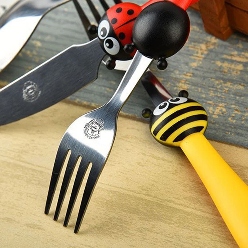 Мультфильм Божья коровка из нержавеющей стали посуда детский столовый набор