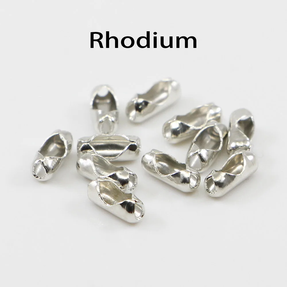 Rhodium 200 шт./партия 1,5/2,0/2,4/3,2 мм соединения шаровой цепи застежки золото/серебро для самостоятельного изготовления браслетов Цепочки и ожерелья ювелирные изделия бисерная цепочка для изготовления - Цвет: Rhodium