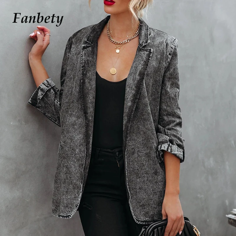 

Модные шикарные пальто в офисном стиле с отложным воротником, женские элегантные однотонные дизайнерские куртки с длинным рукавом и пугови...