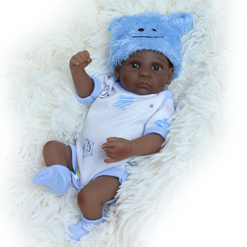 

11 Inches Dark Complexion Bebe Baby Reborn Doll Lifelike Full Silicone Of Newborn Soft Toys Children Christmas Birthday Gifts