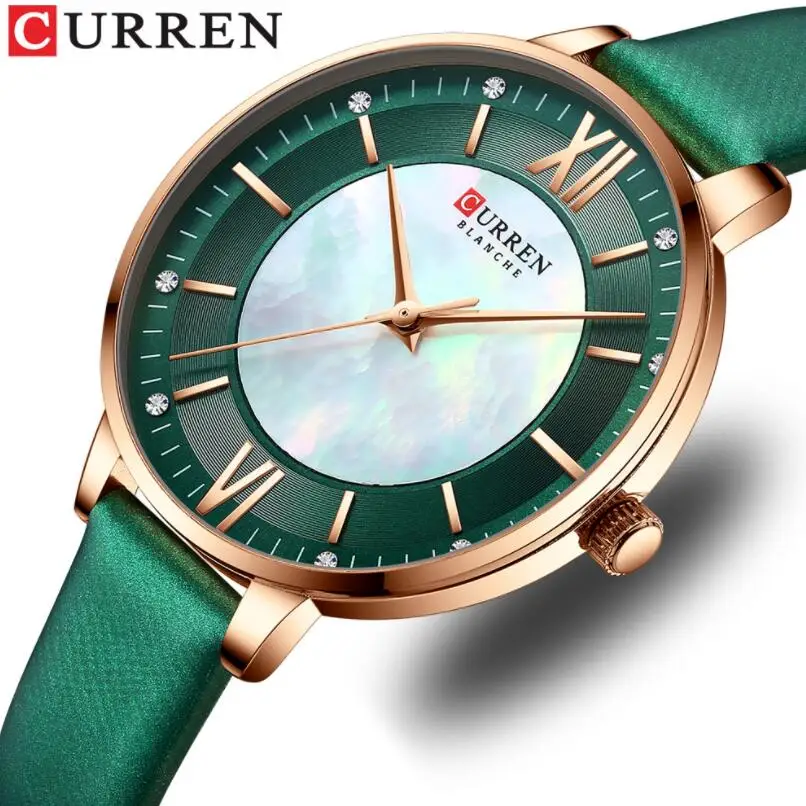 

Часы CURREN женские кварцевые, стильные роскошные элегантные Классические наручные часы с кожаным ремешком