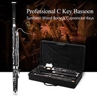 muslady professional c key bassoon woodwind instrument wood body nickel plated key with reed gloves cleaning cloth carrying case