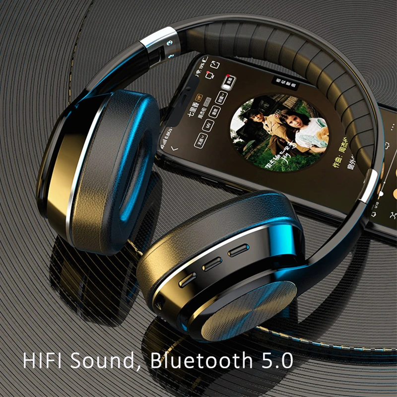 

HiFi Wireless Headphones Bluetooth-compatible Foldable Headset Support TF Card/FM Radio Stereo Headset with Mic Deep Bass