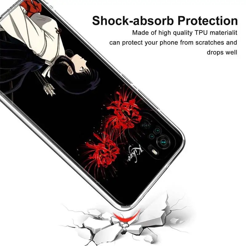 

Transparent Cover anime inuyasha For Xioami Redmi Note 10 10S 9T 9S 9 8T 8 7S 7 6 5A 5 4X 4 Pro Max Phone Case