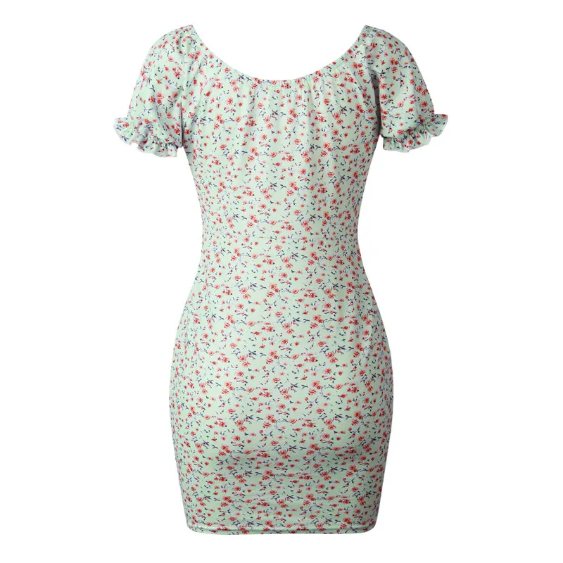 Женское платье с цветочным принтом Boho летнее облегающее мини-платье без бретелек