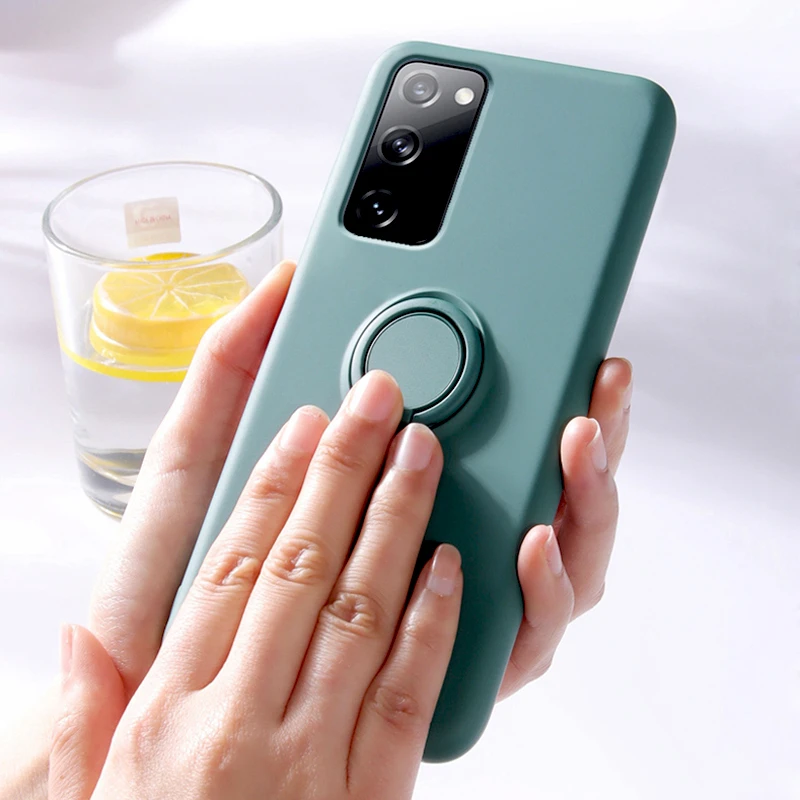 

Luxury Ring Case For Samsung Galaxy S20 FE S21 Plus Note 20 Ultra 5G S 20 9 10 S10 S9 S8 Phone Soft Silicone Stand Holder Covers