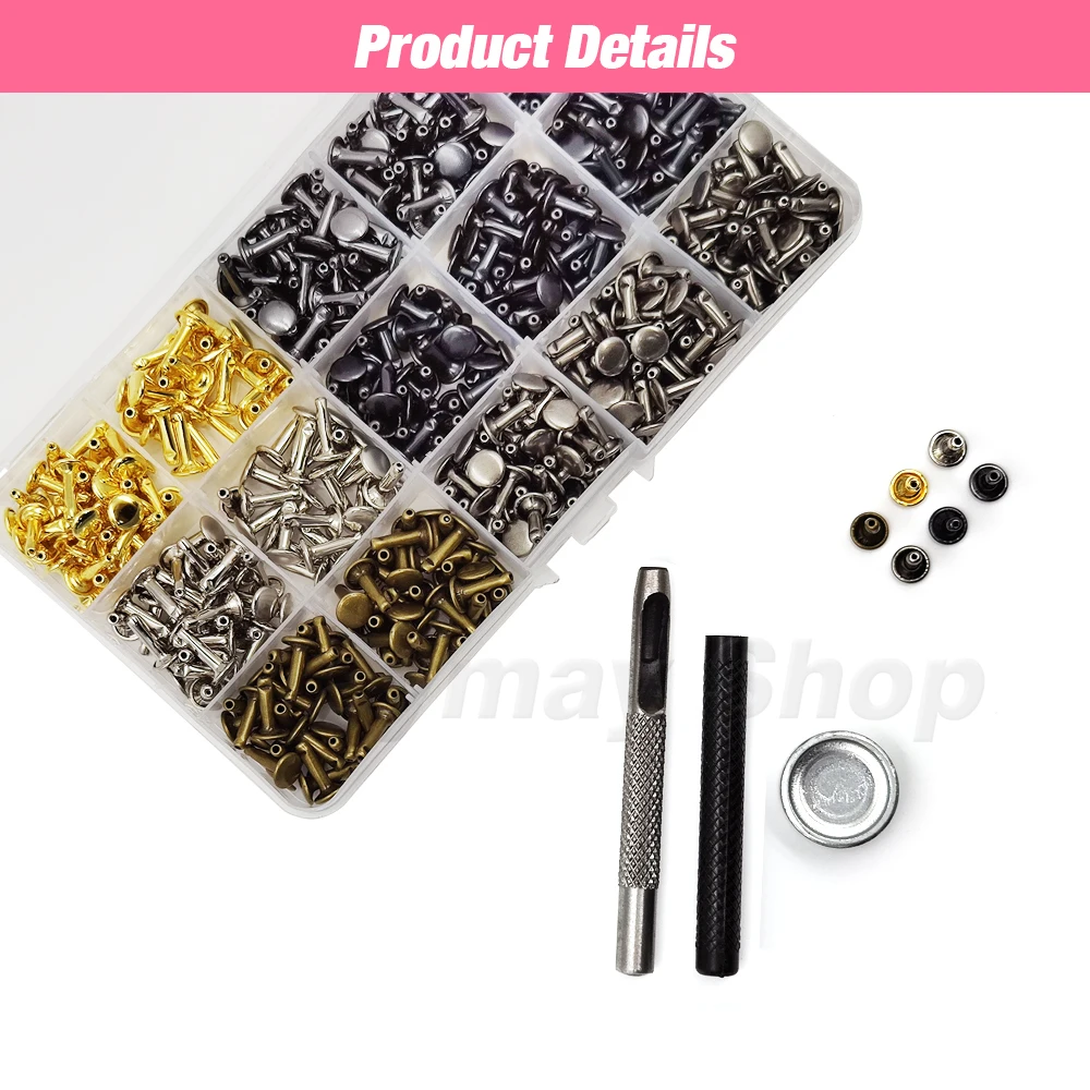 Металлические двойные заклепки гвоздики круглые шипы для ногтей с комплектами