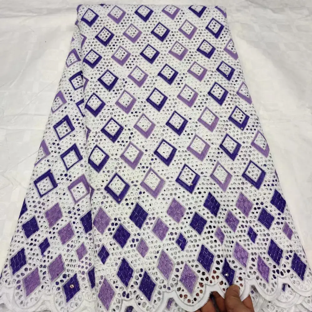 

High Quality Swiss Voile Laces in Switzerland Cotton African Dry Lace Fabric with Stones Nigerian Men Voile Lace 5yards