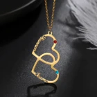 Ожерелье с именем сердца на заказ, ожерелье с двойным именем, золотой кулон из нержавеющей стали, ювелирные изделия для женщин, подарки