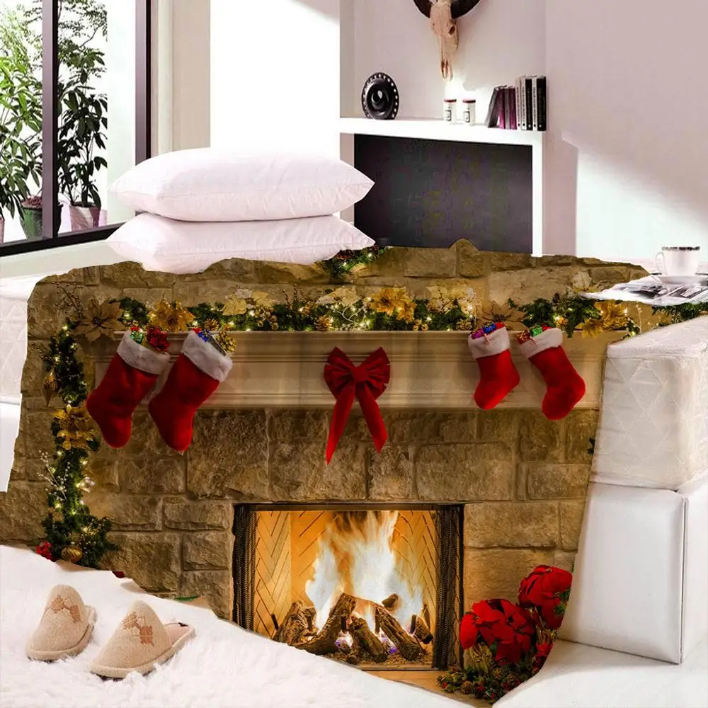 

Одеяло на заказ, рождественские чулки для кровати, тонкое супермягкое пляжное полотенце, рождественское дорожное покрывало, мультяшное, Пр...