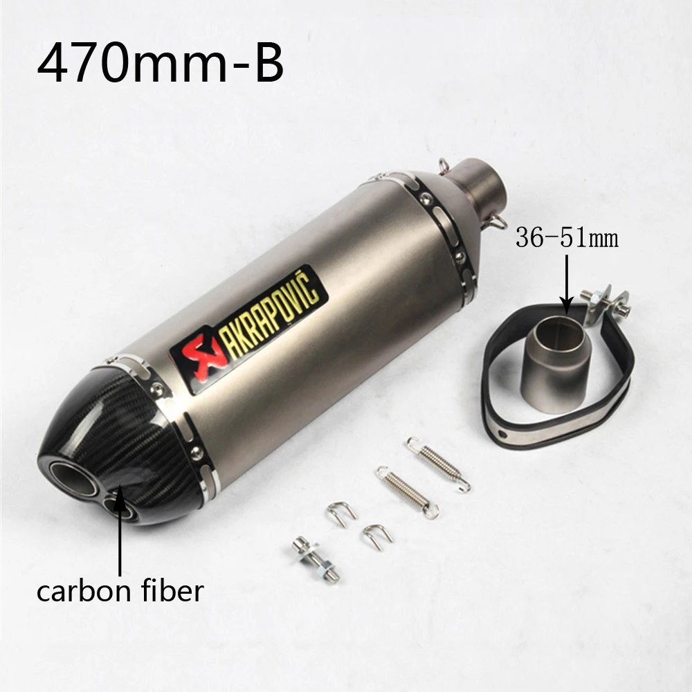 470mm-B Универсальный мотоцикл Akrapovic выхлопной модифицированный глушитель для KAWASAKI Z900 Ninja 400 CB650F NC750 GSR750 Tmax 530 R1 R6 - Цвет: 470mm-B