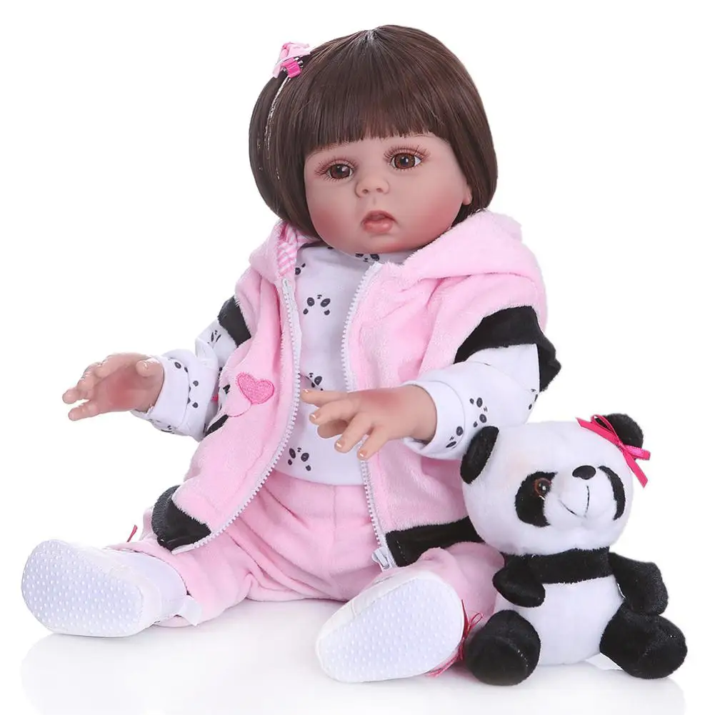 48CM NPK Boneca Reborn Baby Doll Toys with Curls Straight Hair for Child Birthday Gift Bath Toy |