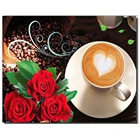 Алмазная живопись, перекрестная строчка, узор, алмазная вышивка ностальгия кофе чашка с розами Мозаика смолы полный дрель домашний декор