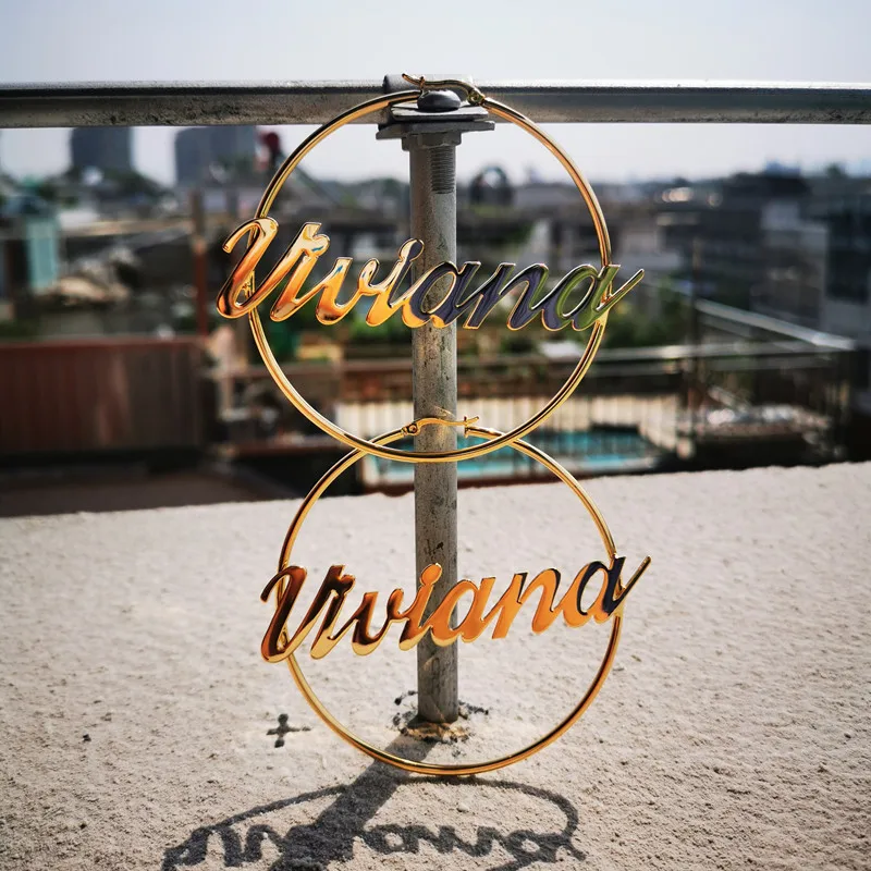 3UMeter 2020 New Name Earrings for Women Hip Hop Earring Personalized Hoop Custom Earrings Gold  Gift Dropshipping