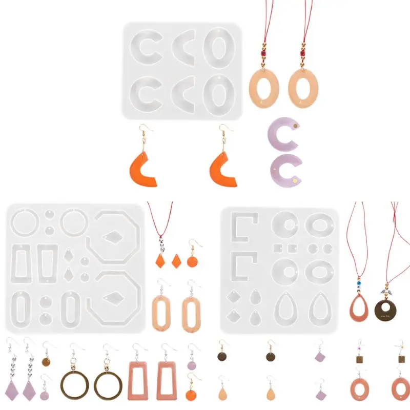 

1Set Crystal Epoxy Resin corrosion resistant Mold Geometric Irregular Earrings Pendant Casting Mould for jewelry making DIY