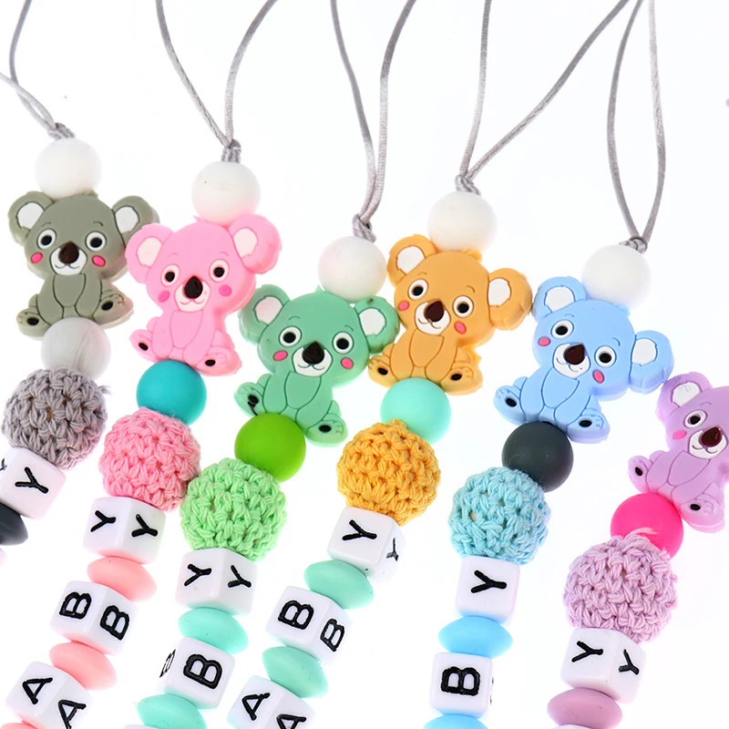 

1pc Baby Pacifier Clip Chain Cute Cartoon Bear Letters Toys Teether Pacifier Chain