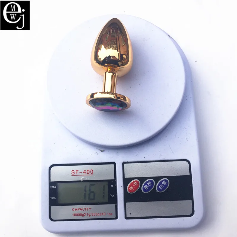 Золотая Анальная пробка с драгоценным камнем ювелирные изделия секс-игрушки