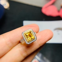 newest women ring natural yellow citrine ring real 925 silver certified natural gem engagement ring special design date gift