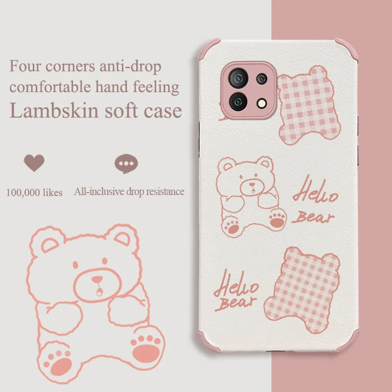 

Gentle Checkered Bear Phone Case For Xiaomi Mi 11 11lite 11Ultra 11i 10T 10TPro 10TLite 10 10S lite Pro Poco F2 X2 F3 Pro Cover