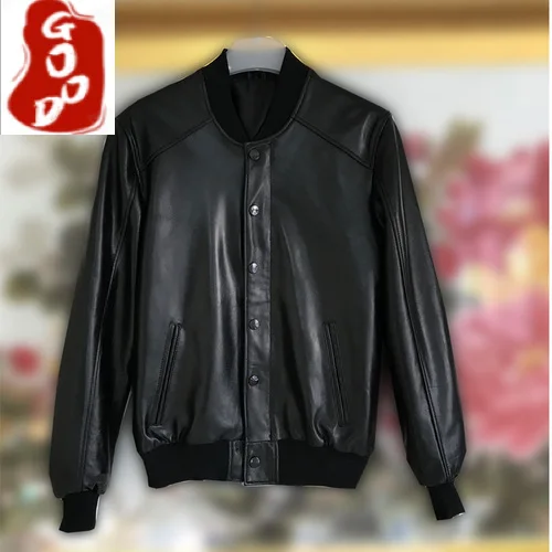 

100% Real Leather Jacket Men Streetwear Motorcycle Men's Leather Jacket Natural Sheepskin Coat Male Jacket and Coats 5727