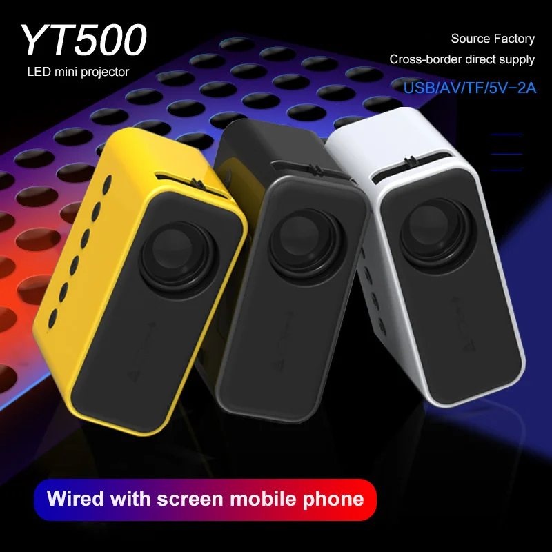 YT500 Mini Projector Home Theater Video Beamer Supports 1080P Usb Audio Portable Home Media Player Built-in Composite membrane