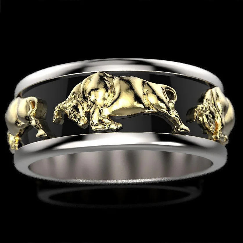 

Foydjew New Creative Taurus Rings European American Egyptian Apis Two-color Electroplated Engagement Ring For Men and Women