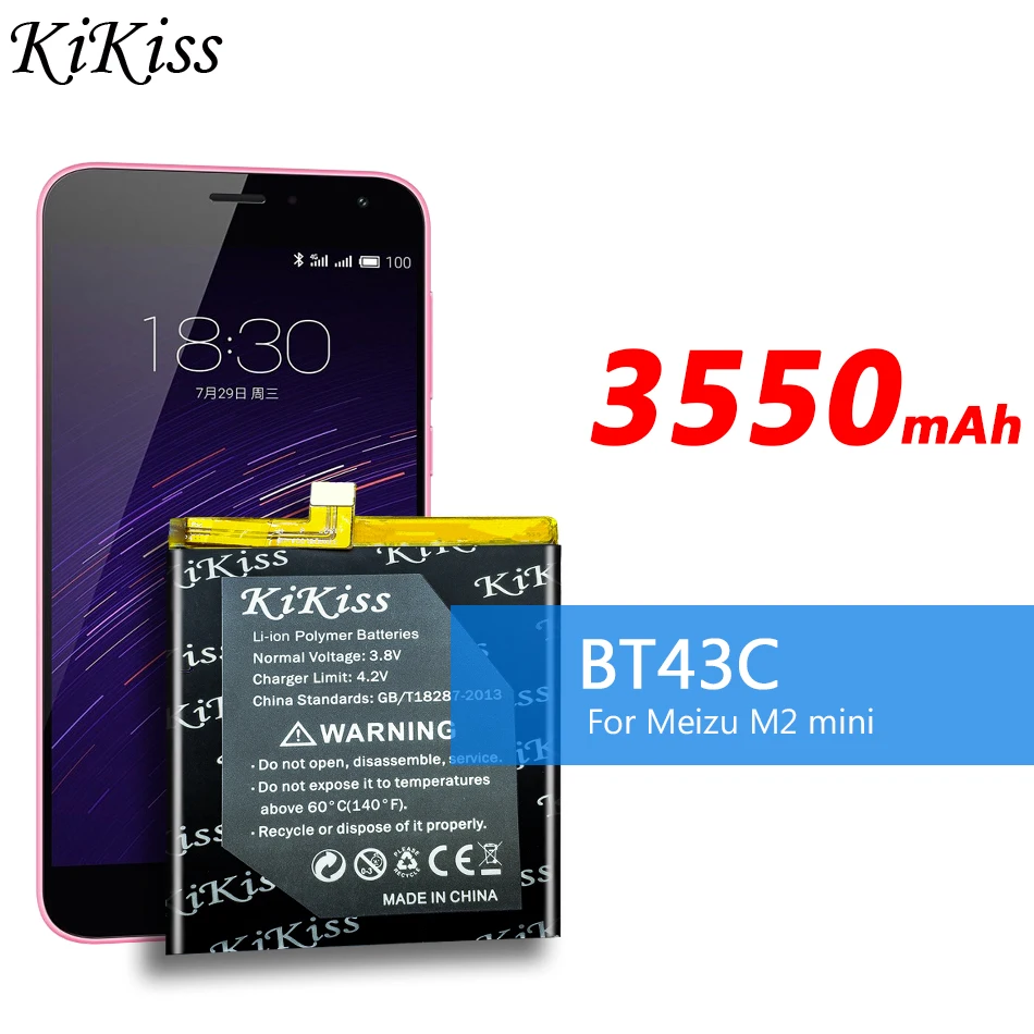 Аккумулятор KiKiss для Meizu M2 Mini/M2 Note/MX4/Note 5 M5 Note/Pro 6, аккумулятор для мобильного телефона BT43C BT42C BT40 BA621 BT53