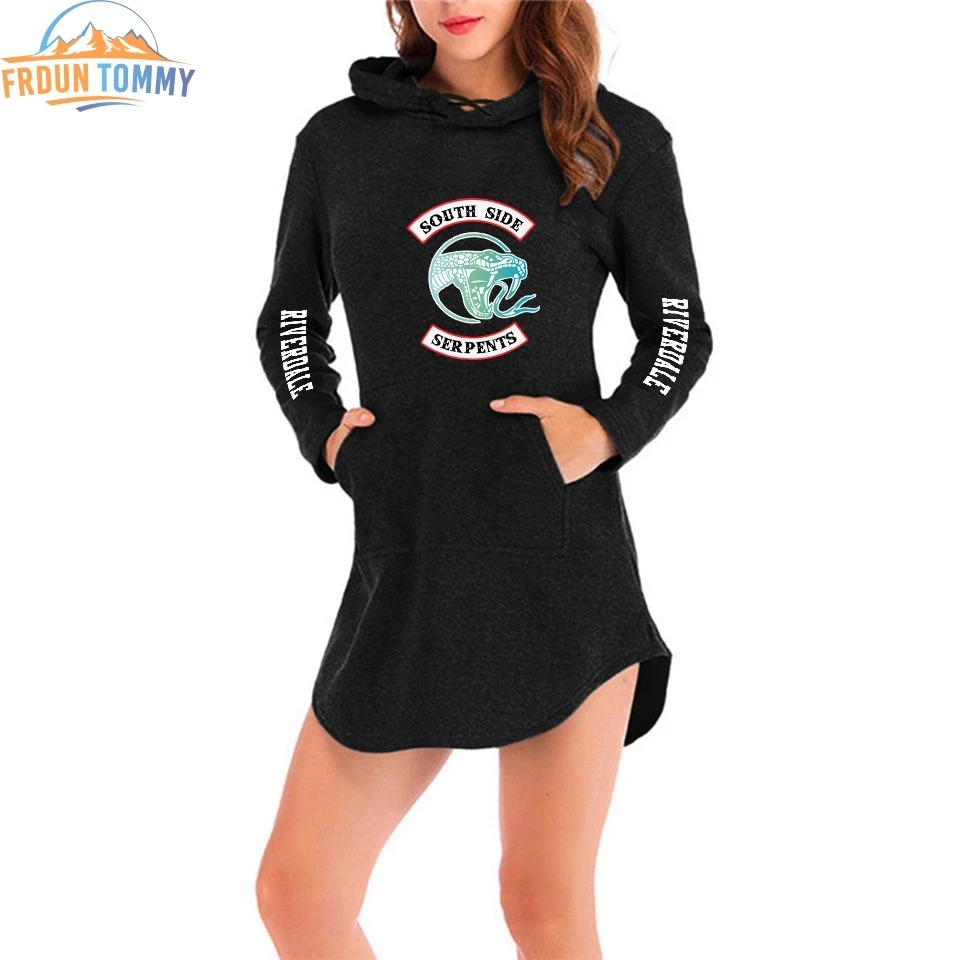 Женское платье с капюшоном kpop Новое Стильное принтом ривердейл модное длинным