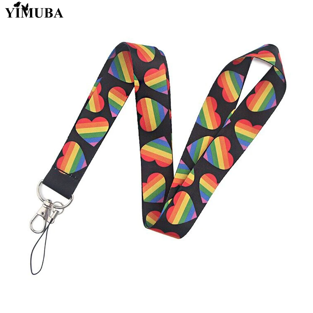 YIMUBA ЛГБТ Радуга Сердце лямки брелок для ключей ID карты держатель лесбийских геев