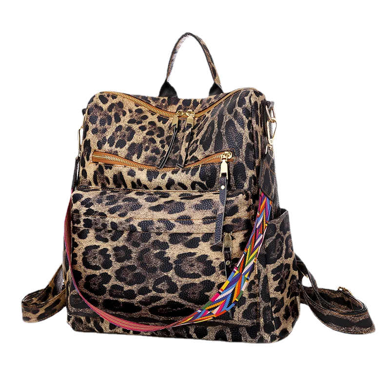 

Axzspdy leopard flower print school girl backpack female leather travel backpacks shoulder bag women's bags 2021 bolso mujer