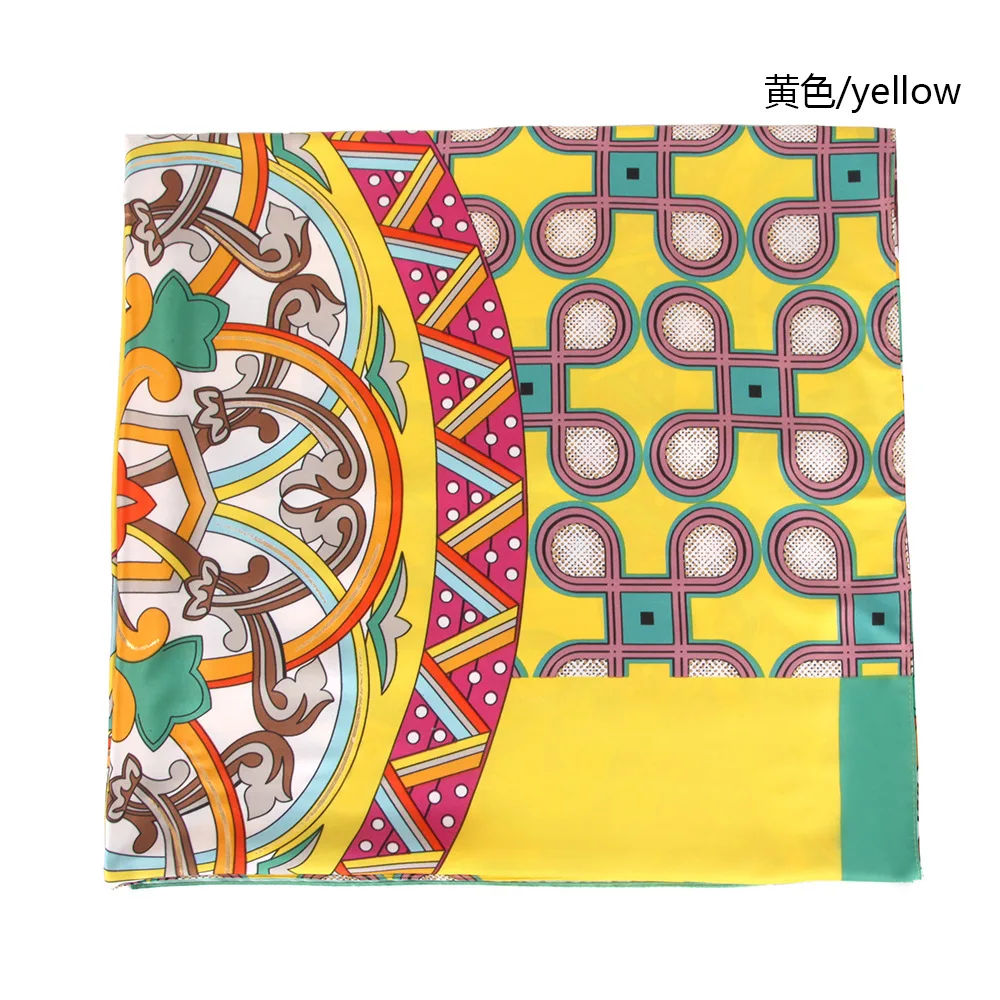 

135X135cm Polyester Twill Silk Print Headscarf Ethnic Bohemian Beach Towel Thin Shawl Scarf Muslim Hijab for Women