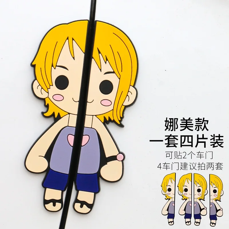 Креативные Мультяшные забавные наклейки на дверь автомобиля с защитой от