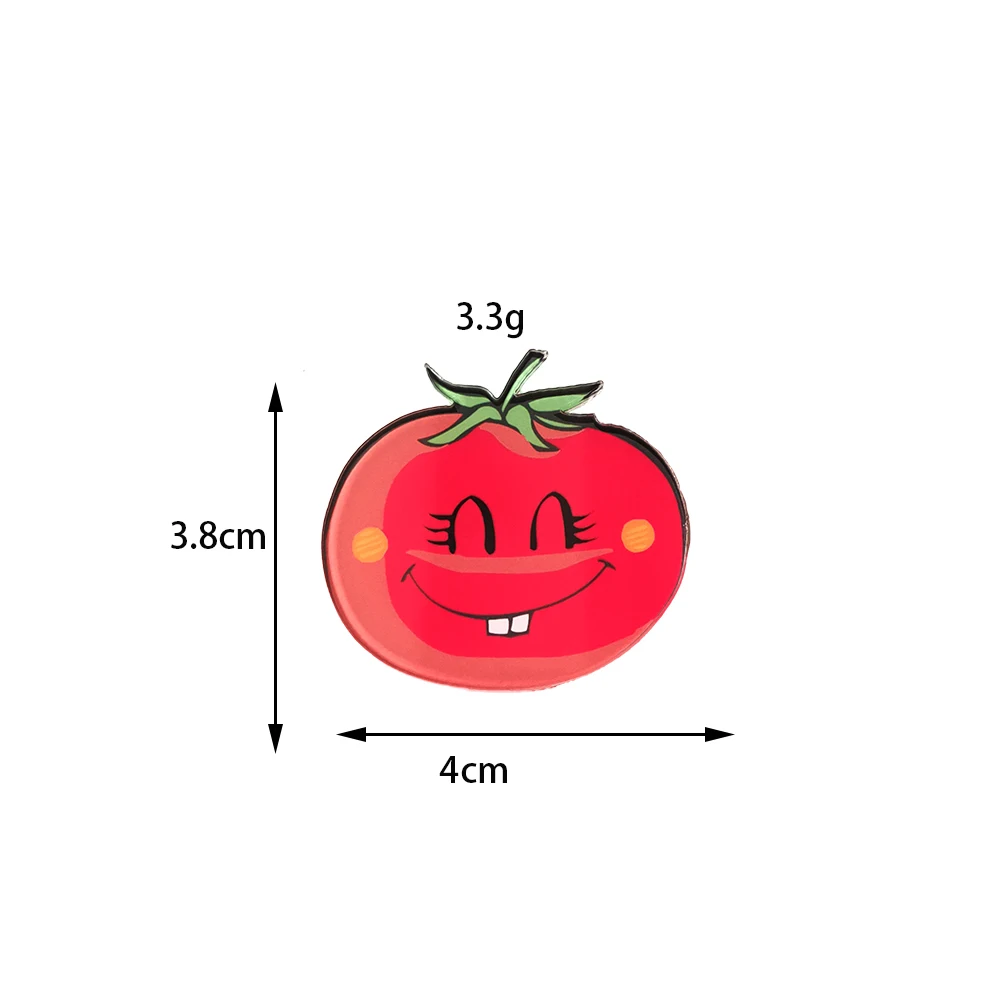 Красивые броши для женщин, милые карикатурные булавки с томатами, винтажные акриловые значки для одежды, рюкзаков и аксессуаров, ювелирные изделия оптом.