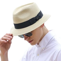 2022 spring and summer high quality straw fedora man outdoors leisure beach sun hat 56 58cm