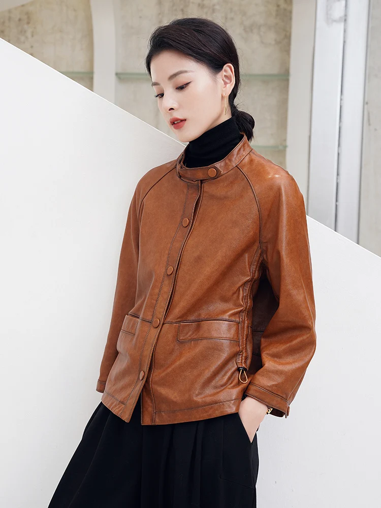 

Кожаные женские шорты из овчины, осень 2020, новая Корейская версия приталенной кожаной куртки