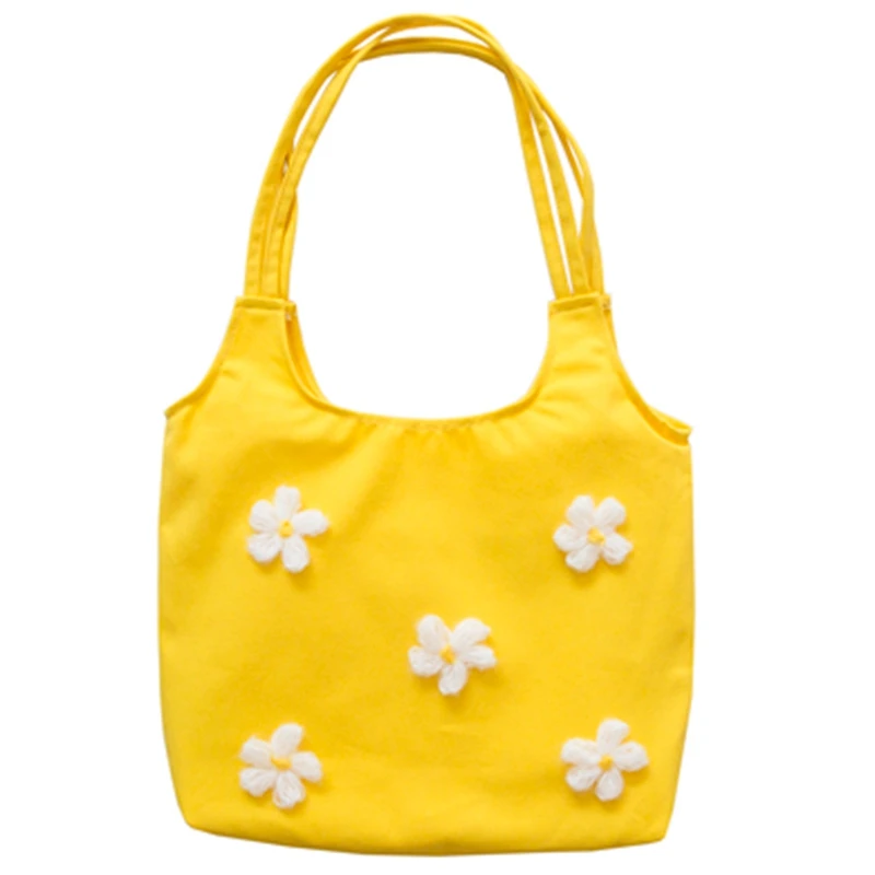 Небольшой свежий 3D ромашки цветы Холщовая Сумка для женщин модная Большая