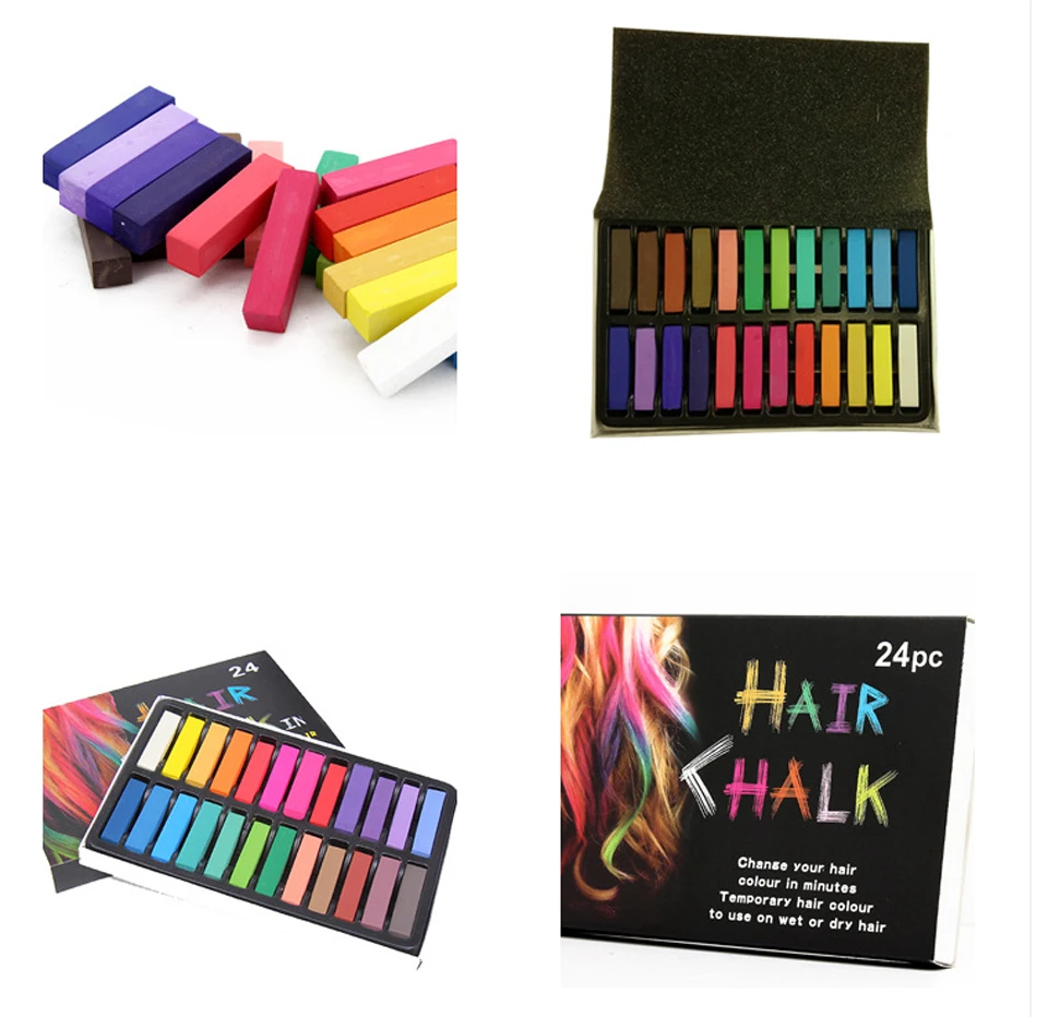 Временные мелки для волос 24 цветов нетоксичные окрашивания бриллиантовая