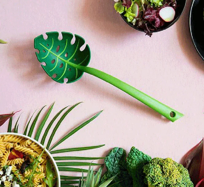 

1pcs Scooping Spoon Creative Noodle Spoon Turtle Shape Spoon Cute Green Leaf Colander Kitchen Thickened Long Handle Colander