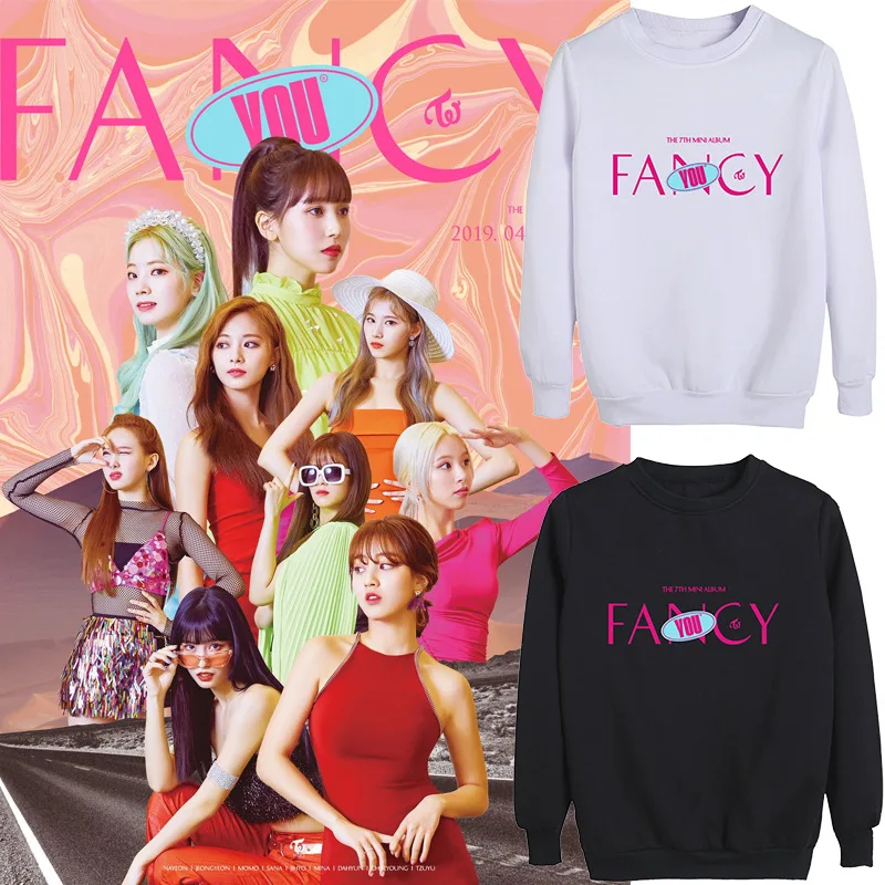 Kpop TWICE FANCY YOU Мужчины Женщины Весна Осень Зима толстовка с капюшоном k pop розовые