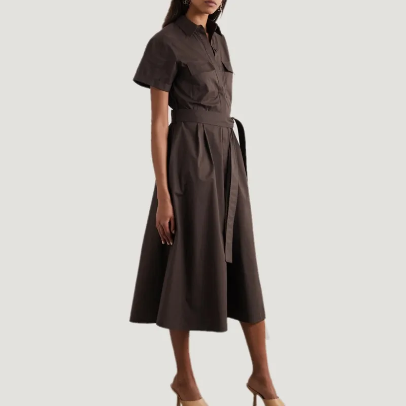 Женское платье с длинным рукавом повседневное однобортное драпированное поясом